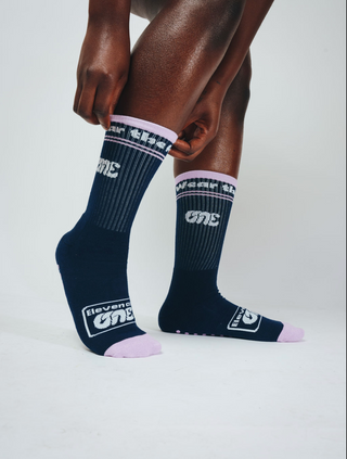 EA1 Grip Socks - Navy/Violet
